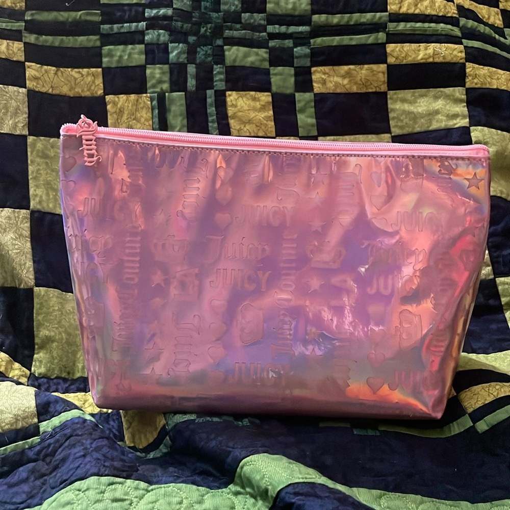 NWOT Juicy Couture metallic pink pouch/large make-up bag